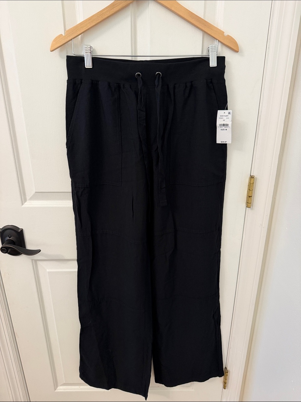Sanctuary Black Drawstring Wide-Leg Pants